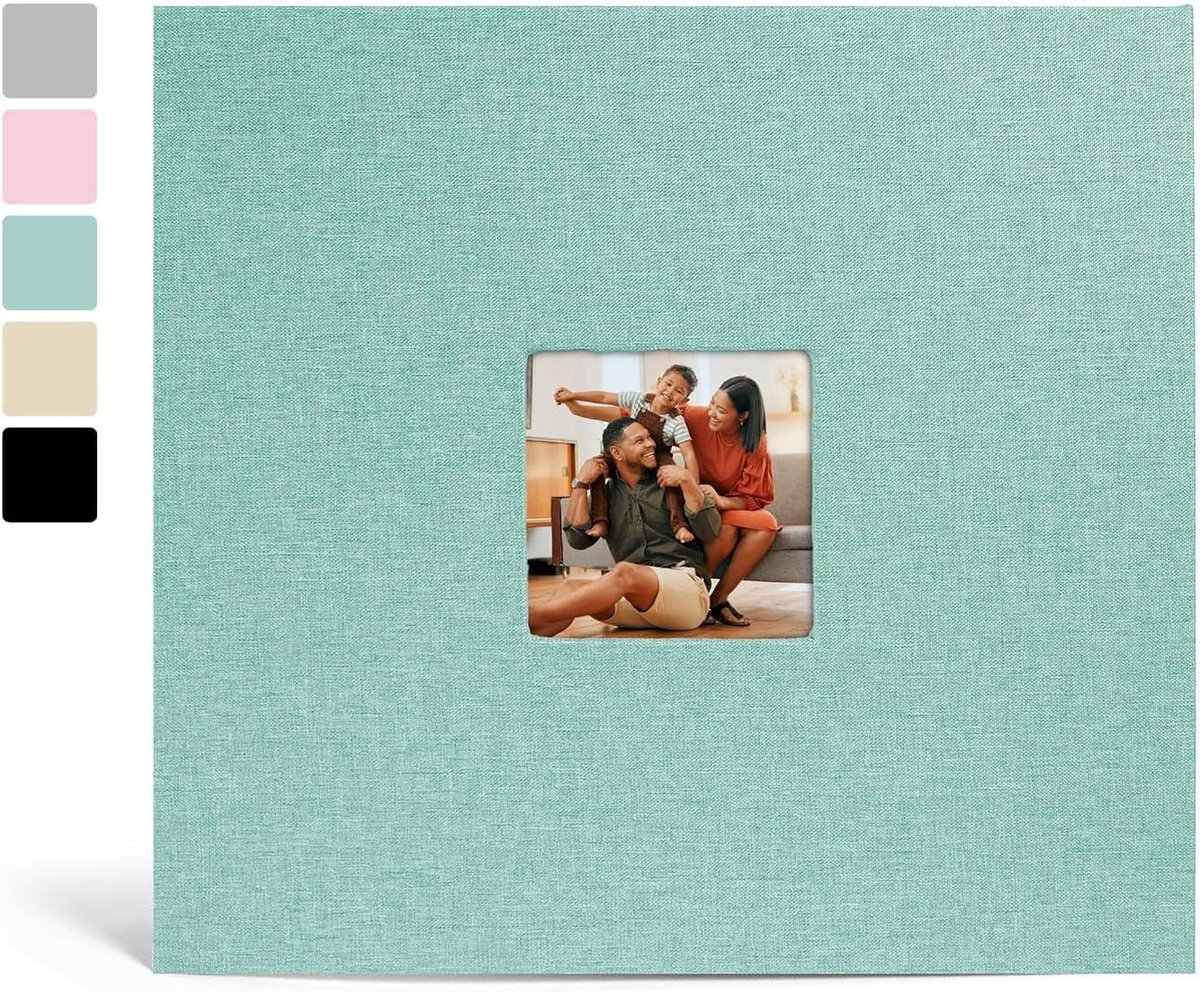 Scrapbook Album - Fotoalbum Maken - Herinneringen Bewaren - Linnen Kaft - 30x30 cm - Cyaanblauw