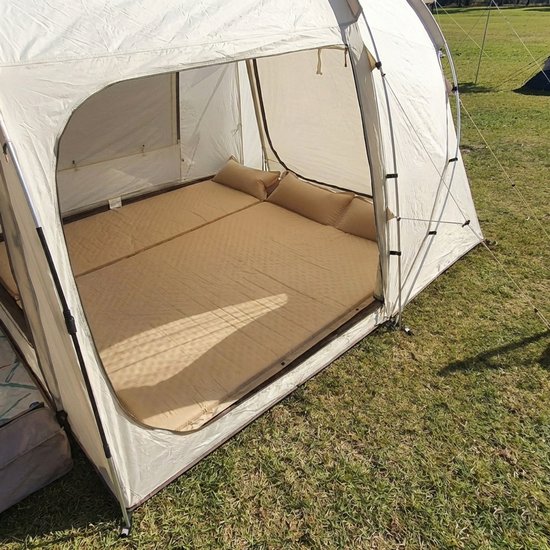 Zelfopblazende Slaapmat - 192x66 cm Extra Breed - 5 cm Dikte - Incl. Stofvrije Hoes - Comfortabe - Opvouwbaar Kamperen - Logeermatras - 1-Persoons - Kaki van Merkloos — afbeelding 5