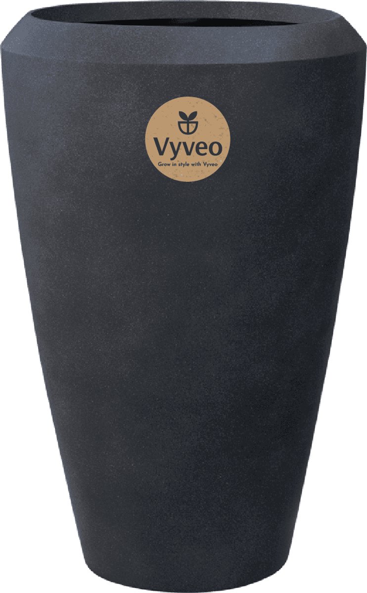Vyveo - Vaas Nalou - 55x86 - Zwart - Bloempot voor binnen en buiten - Lichtgewicht - Breukbestendig - Vorstbestendig - UV-bestendig