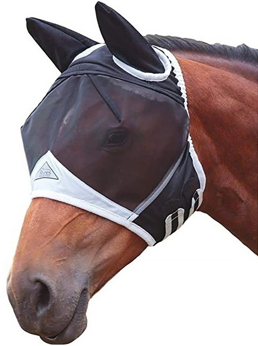 VT Goods - Vliegenmasker - Fijnmazig - Bescherming tegen vliegen - Zwart & Wit - Anti muggen - Voor paarden - Model S