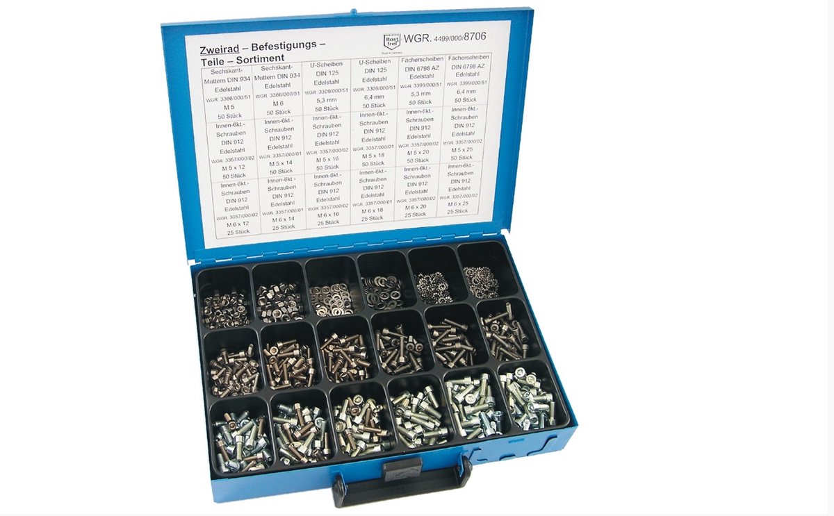 Dresselhaus Bevestigingsset "Tweewieler" – 750-delig – RVS A2