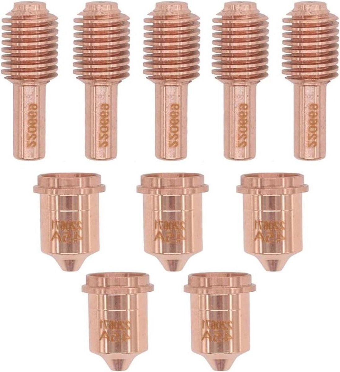 Plasma Mondstuk Elektrode Set - Snijonderdelen - Metaal Snijden - Corrosiebestendig Koper - 10 Delig - Zilverkleurig