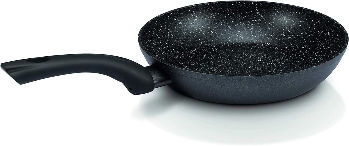 Braadpan - Kookpan Sauspan - Langzaam Garen - Steenlook Coating - 1.2 Liter - Zwart