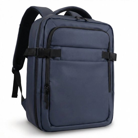 Handbagage Rugzak Compact - 15.6" Laptoptas voor Vliegtuig - Rugtas 40x20x30 - Waterafstotende Reistas - Travel Bag Underseater Transavia, RyanAir & Wizz Air - Weekendtas - Cabin Bag - Onderstoel Compact Formaat - Schooltas - Donkerblauw - Leonardo