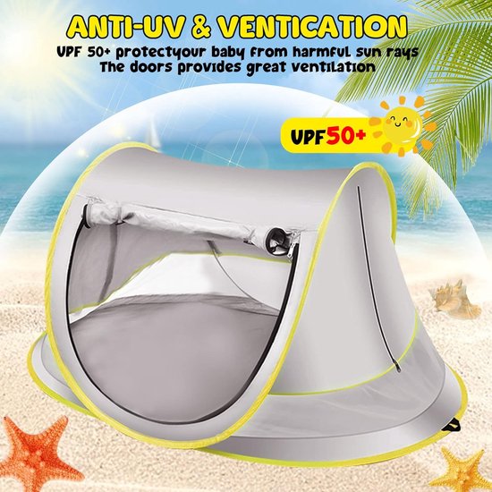 Baby Strandtent - 110x70x50cm - Pop Up Tent - UV 50 Bescherming - Campingbedje - strand zonnescherm - met Haringen - Opvouwbare -voor UV-Bescherming en Wind- en Inkijkbescherming van Merkloos — afbeelding 4