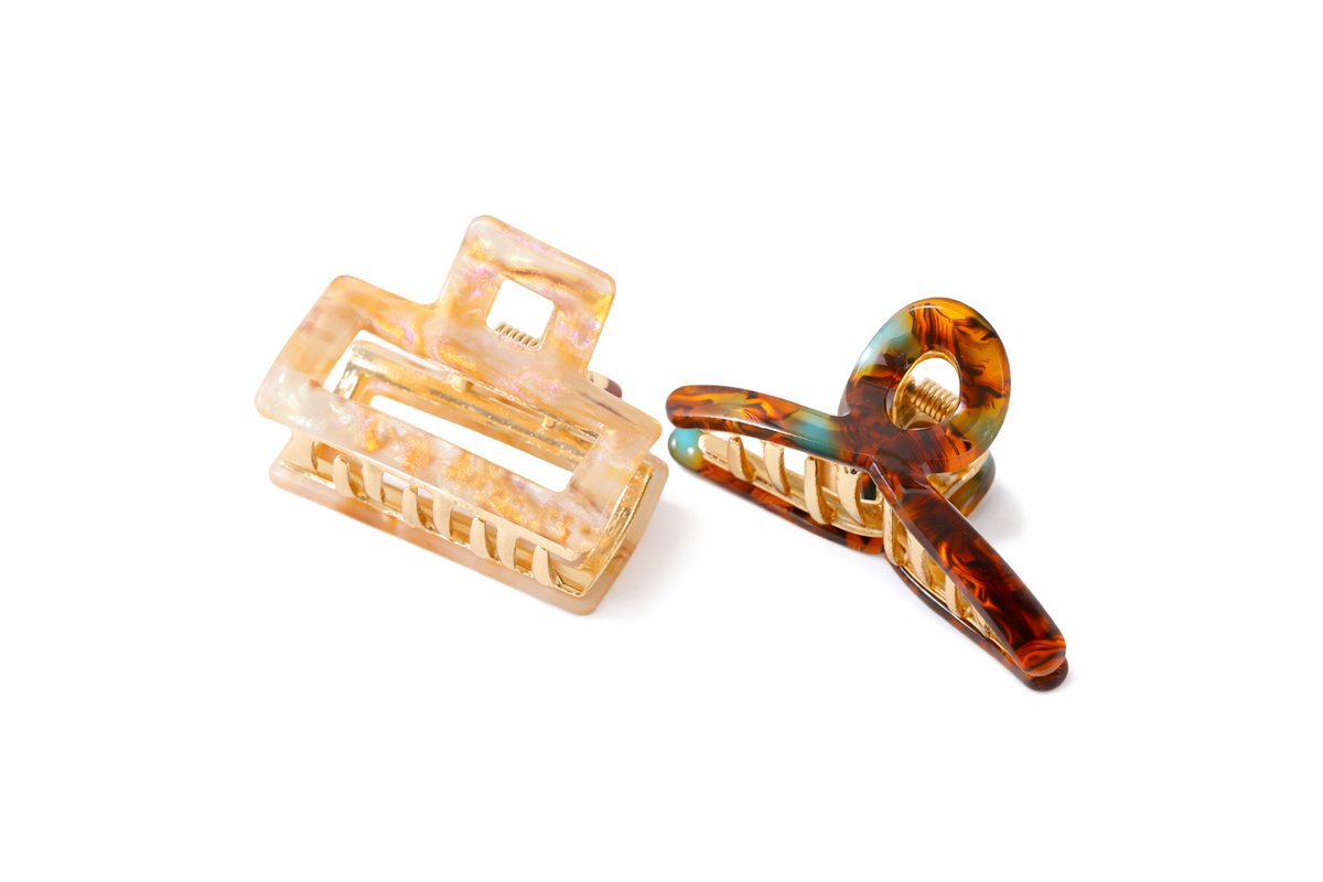 Emilie collection - haarklem - mini klein - marmer look - 2 stuks