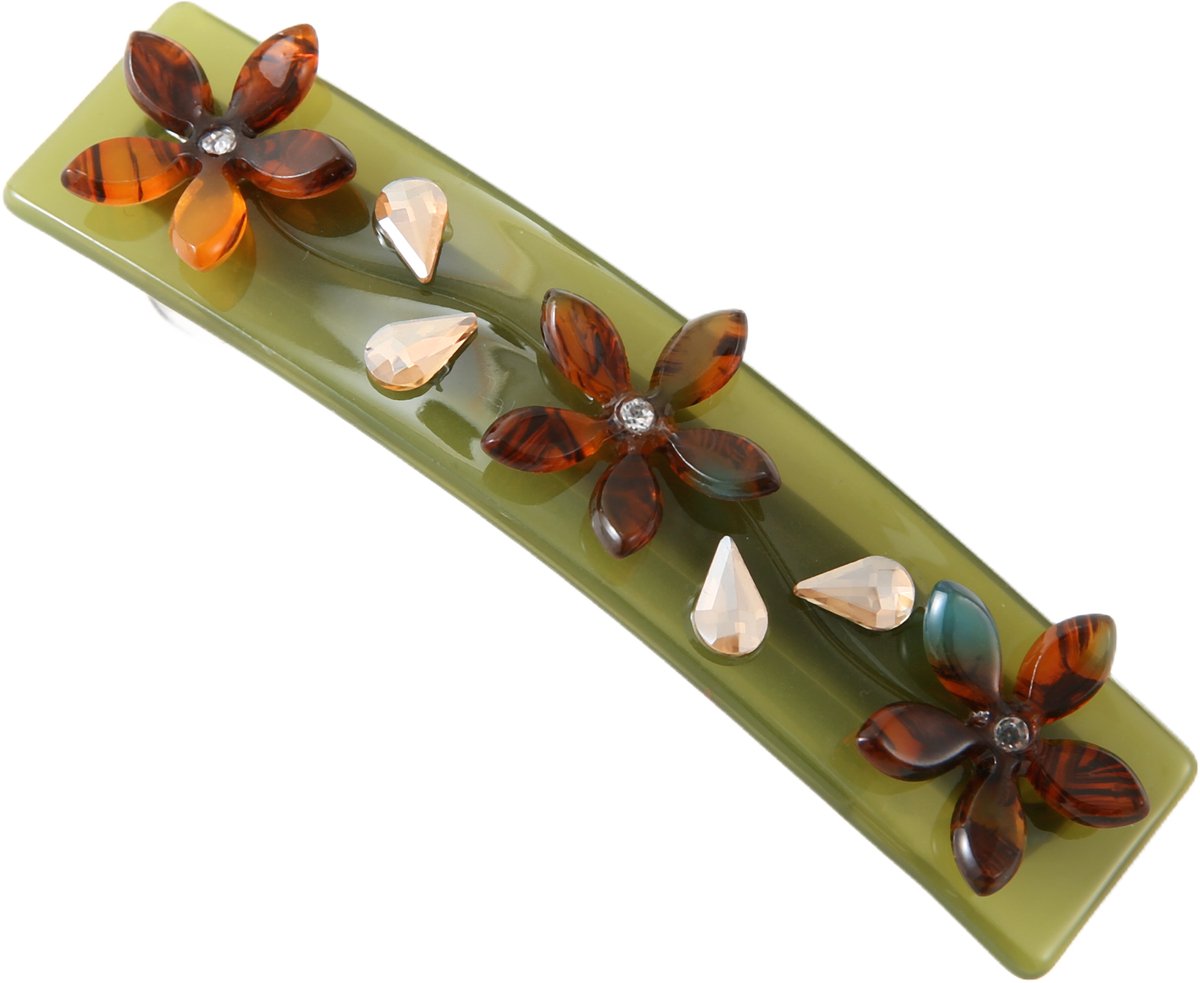 Emilie Collection - haarspeld - groen - bloemen - steentjes