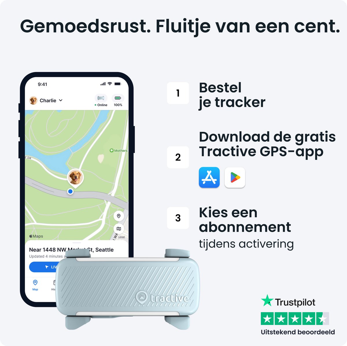 Tractive DOG 6 – GPS Tracker voor Honden - Real-Time Locatie, Activiteitenmonitor & Waterdicht - Past op Meeste Halsbanden – Munt thumbnail 7