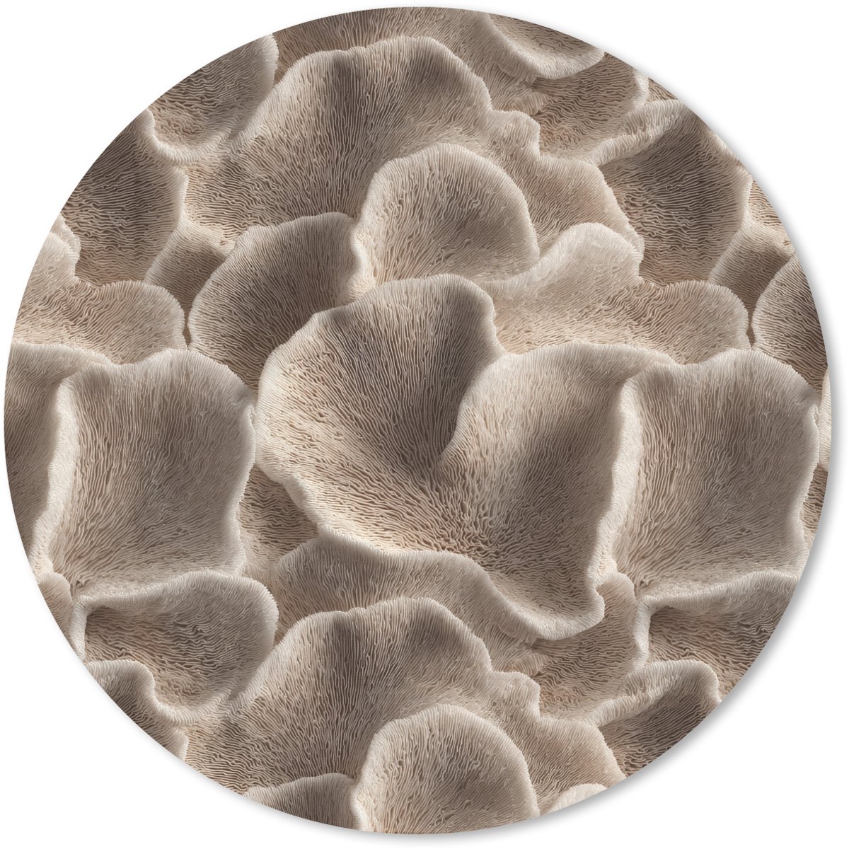 Muismat rond 30x30 cm - Mousepad Waaiervorm - Beige - Vezel textuur - Ronde muismatten
