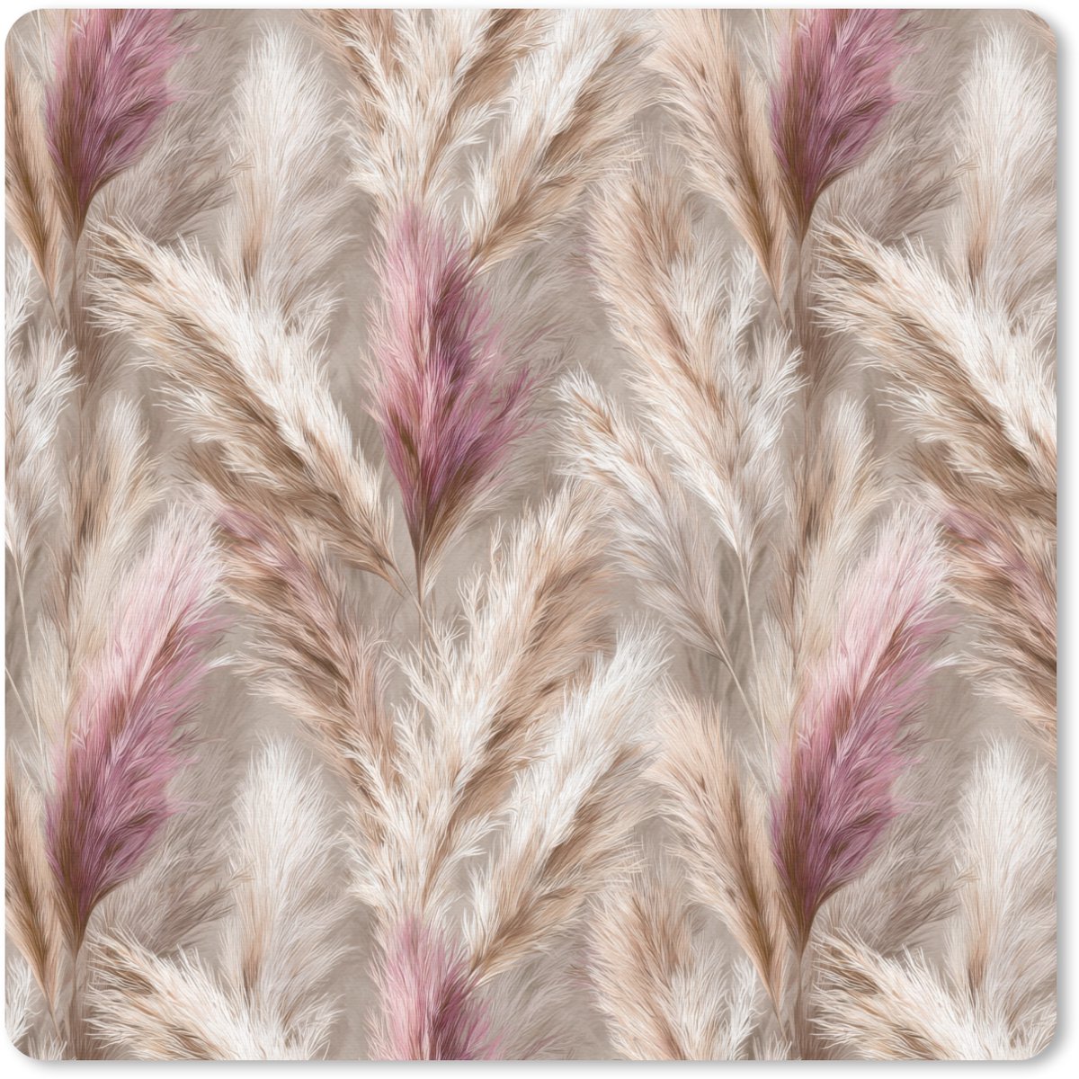 Muismat 30x30 cm - Mousepad Pampasgras - Pluizig - Kleurrijk - Muismatten