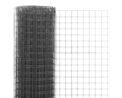 Kippengaas Geplastificeerd - 10 x 1 Meter - Fijnmazig 12x12 mm - PVC Coating Grijs - Volièregaas - Muizengaas - Antraciet