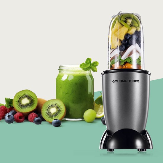 GOURMETmaxx Mr. Magic Mixer 4-delig - 400 W, kruisvormig mes, beker van 500 ml & meeneemdeksel - Voor shakes, dipsauzen en sauzen - Gemakkelijk schoon te maken - Antraciet/zwart van Merkloos — afbeelding 2