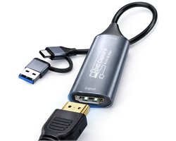 Skoov HDMI Capture Card Incl. USB-C Adapter - Video/Game Capture - HDMI naar USB - 1080P HD - Cam link - Video grabber - Streamen