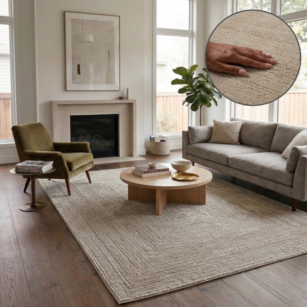 Oz Home Elyse Geometrisch Vloerkleed Taupe - Modern Reliëf - 160x230 cm - Laagpolig 10 mm - Polyester/Polypropyleen - Jute Rug - Exclusief Premium Tapijt
