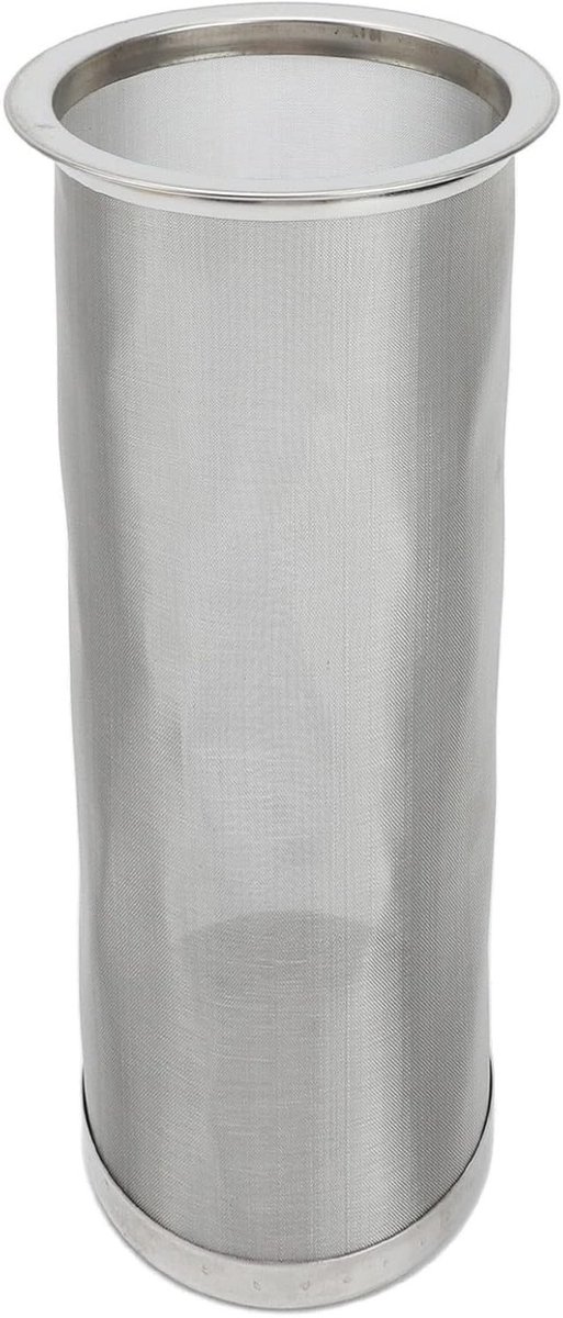Stainless Steel Cold Brew Koffiefilter, Herbruikbaar Cylindrisch Filter voor Thee en Fruit (8x21cm) met Wijd Mond en Witte Dichting