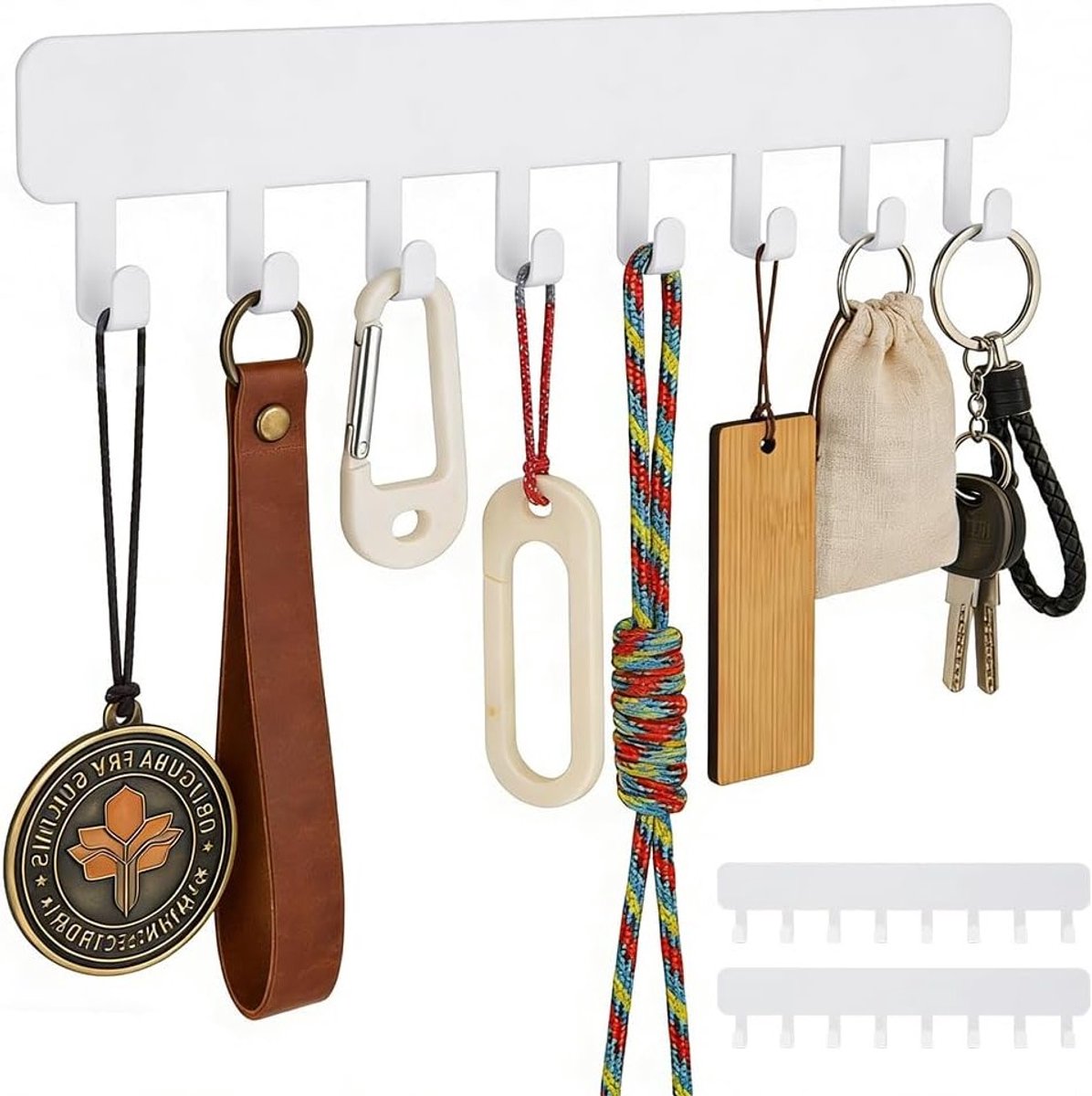 Set van 2 Wand Sleutelhangers van RVS - Ruimtebesparende Organizer voor Sleutels en Accessoires in de Hal - Sterk en Eenvoudig te Bevestigen