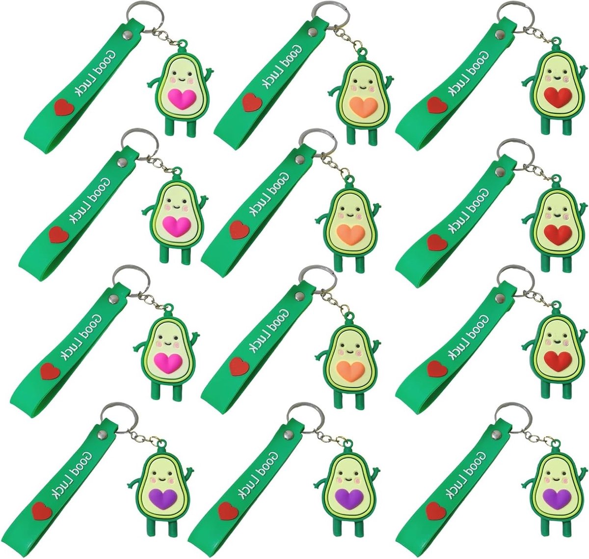 Schattige Avocado Sleutelhanger Set van 12 Stuks - Persoonlijke Avocado Accessoires voor Verjaardag, Valentijn en Kerstcadeau