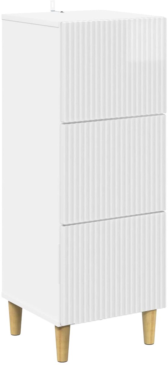 vidaXL Ladekast - Hoogglans - Wit - 33 - x - 34,5 - x - 90 - cm - Bewerkt - hout Hoogglans wit