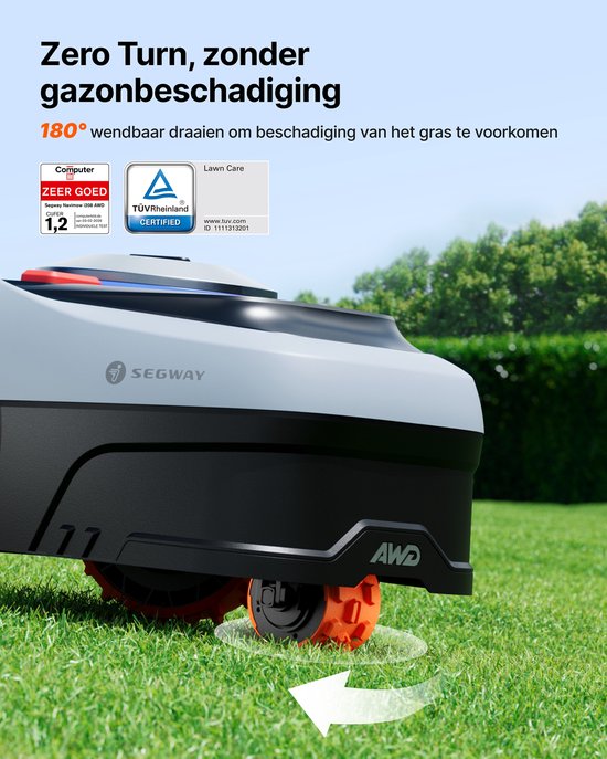 Segway Navimow i206 AWD - Robotmaaier - NRTK + Vision - Zonder Grensdraad & Zonder Antenne - Snelste & eenvoudige Installatie - 600m² - driewielaandrijving - 45% Helling - AI Obstakelvermijding -Super Stil 59dB-3 Jaar Garantie