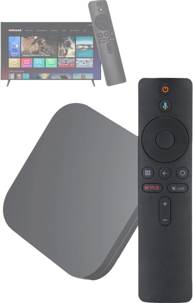 Golden crown - Vervangende bluetooth-spraakafstandsbediening - Geschikt voor Xiaomi Mi Box S TV - Handig en gebruiksvriendelijk - ABS-behuizing - Zwar