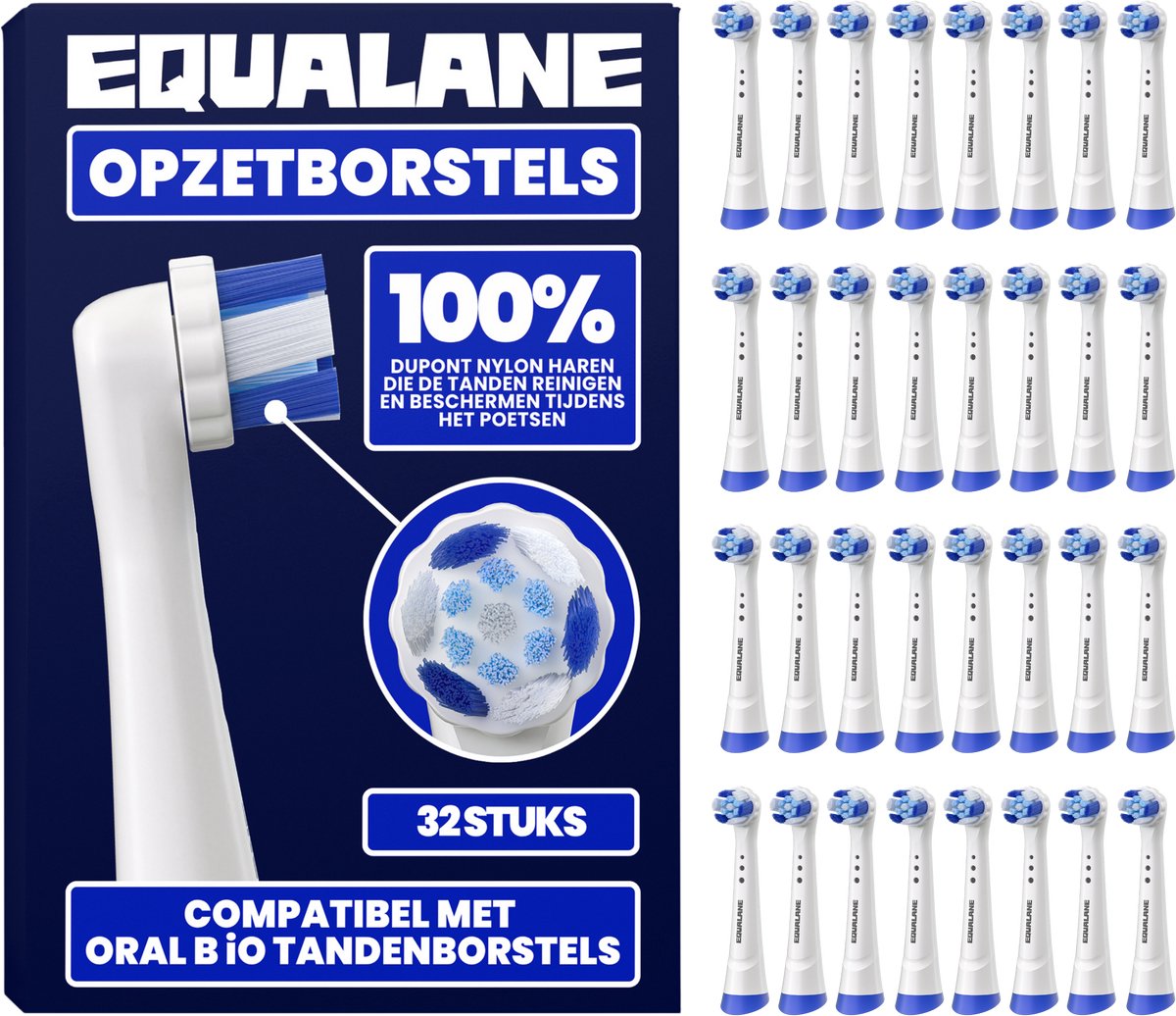 Opzetborstels geschikt voor Oral-B iO - Universele Opzetborstels - Schuine Borstelharen - Wit - 32 Stuks