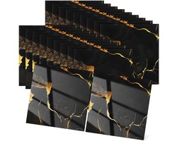 50 Stuks Zelfklevende Zwart Marmertegels 30x30 cm - Waterdichte XPE Schuim Wandtegels voor Keuken, Badkamer & Woonkamer Luxe Marmerlook met Peel & Stick