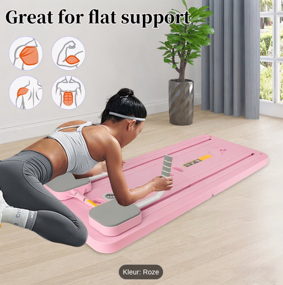 Snel Vormend & Stille Antislip Opvouwbare Buikspier Oefenbord - Pilates Schuifbord met Timing & Tellen Functie, Handreling & Sport Touw, Multifunctionele Core Strength Training Fitness Apparatuur, Home Gym Plat Wiel voor Buikspier Workouts