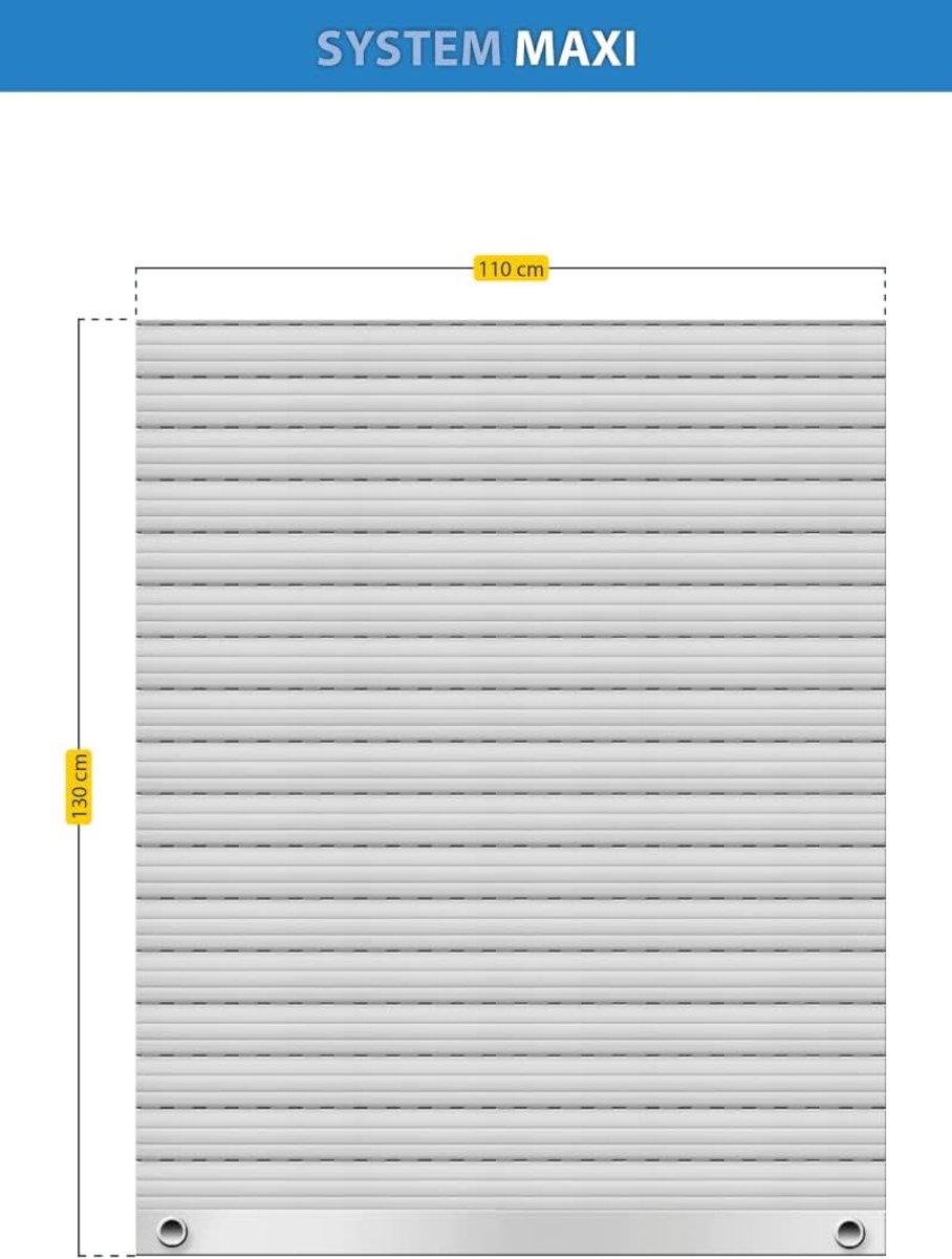 Schellenberg 39013 110 x 130 cm grijs, PVC Maxi rolluiklamellenset voor stalen buizen van 60 mm, breedte kan worden ingekort, incl. rolluikophangveer, aluminium eindlamel, rolluikstopper