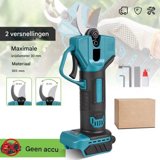 Elektrische snoeischaar - Voor tuin en fruitbomen - Draadloze 30 mm snoeischaar met 2 versnellingen - Model B, zonder batterij — afbeelding 2