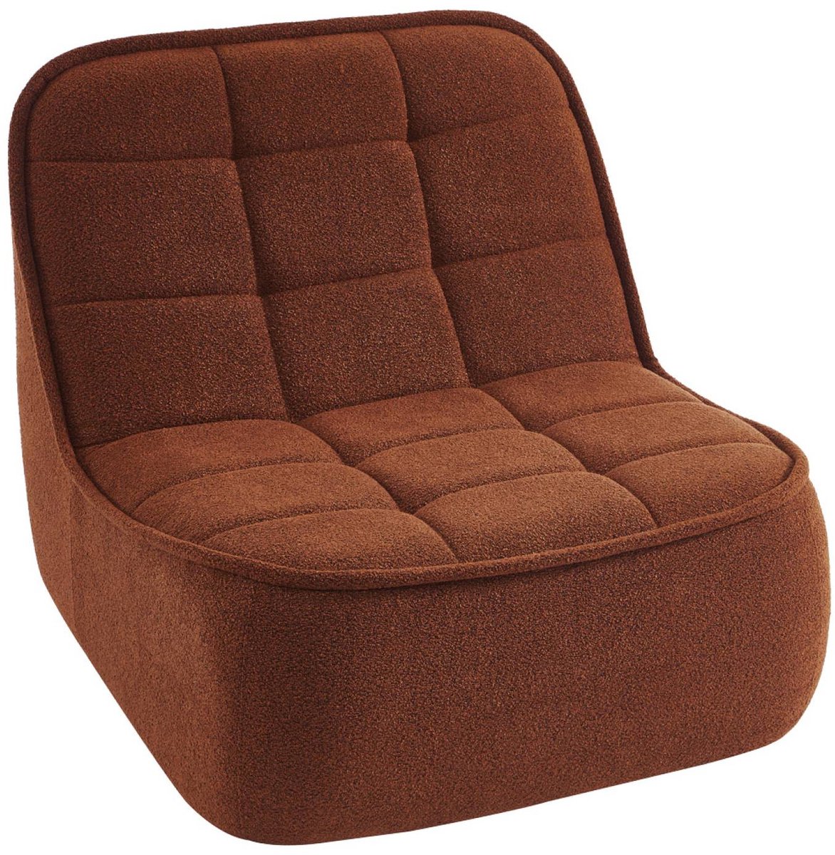 sweeek Fauteuil bouclé stof 1 zitplaats, verschillende kleuren l 93 x b 104 x h 85cm - boni terracotta