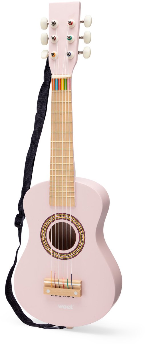 Woet® Houten Speelgoedgitaar met Draagriem - Roze - Speelgoedinstrument - Mijn eerste Gitaar Inclusief Muziekboekje - Speelgitaar voor Kinderen - Vanaf 3 jaar — afbeelding 4
