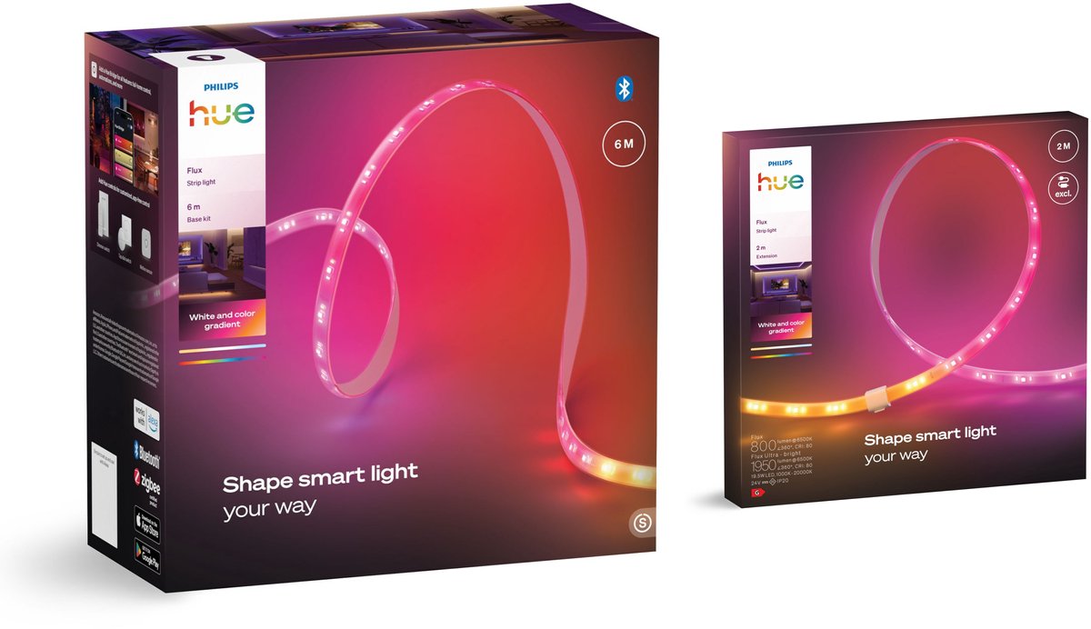 Philips Hue Flux LED strip 8 Meter - Wit en Gekleurd Licht - Light Strip - Incl. Voedingskabel - Hue White and Color Ambiance — afbeelding 7