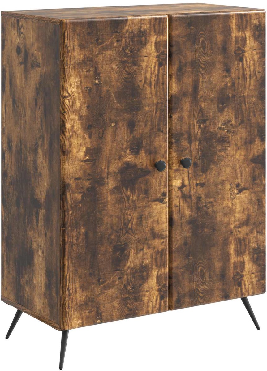 vidaXL - Dressoir - Gerookt - eiken - 66 - x - 34,5 - x - 90 - cm - Bewerkt - hout