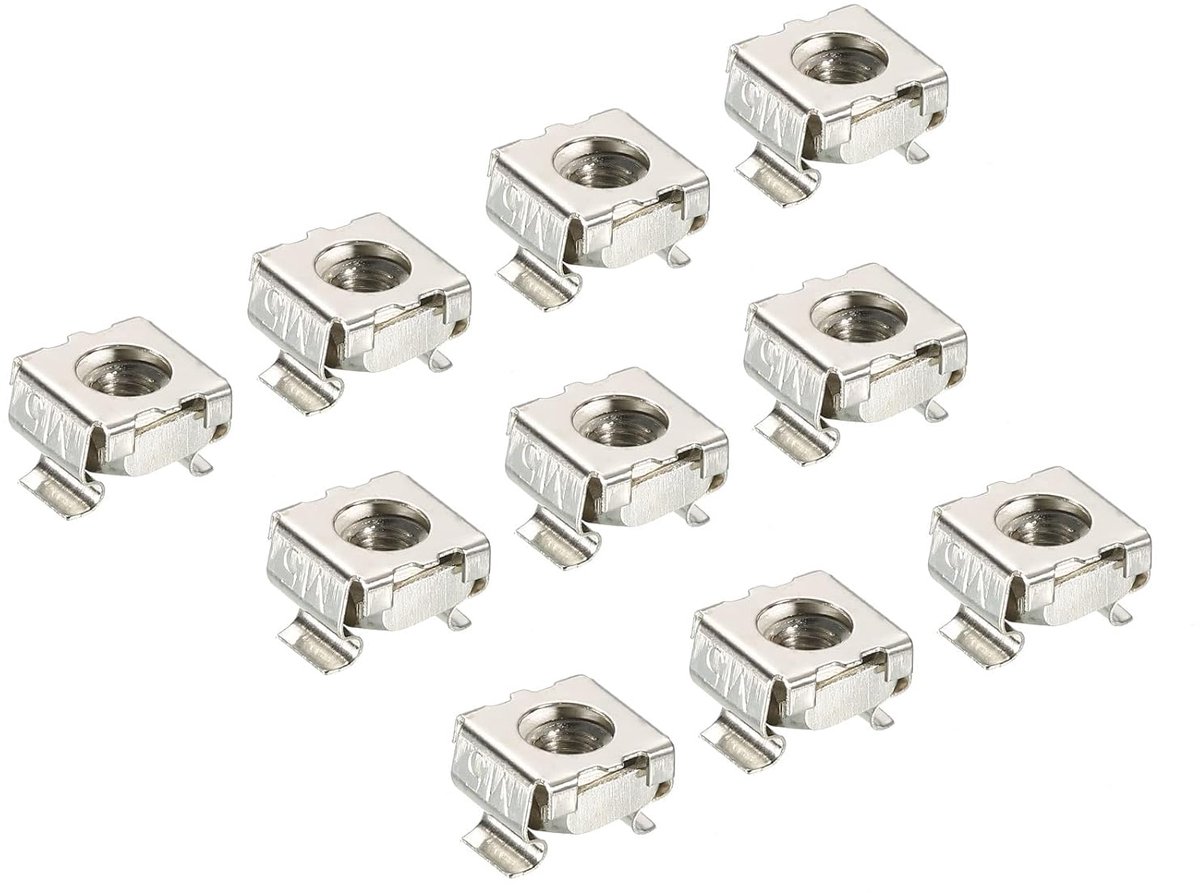 M5 Carbon Steel Nickel Plated Cage Nuts voor Server Rack Cabinets - Silver - Pack van 30 - Bevestigingsmateriaal