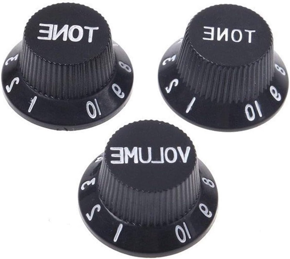 Guitar Control Knoppen voor Volume en Toon, Geschikt voor Metric Pots en Stratocaster Stijl Elektrische Gitaren (Zwart)