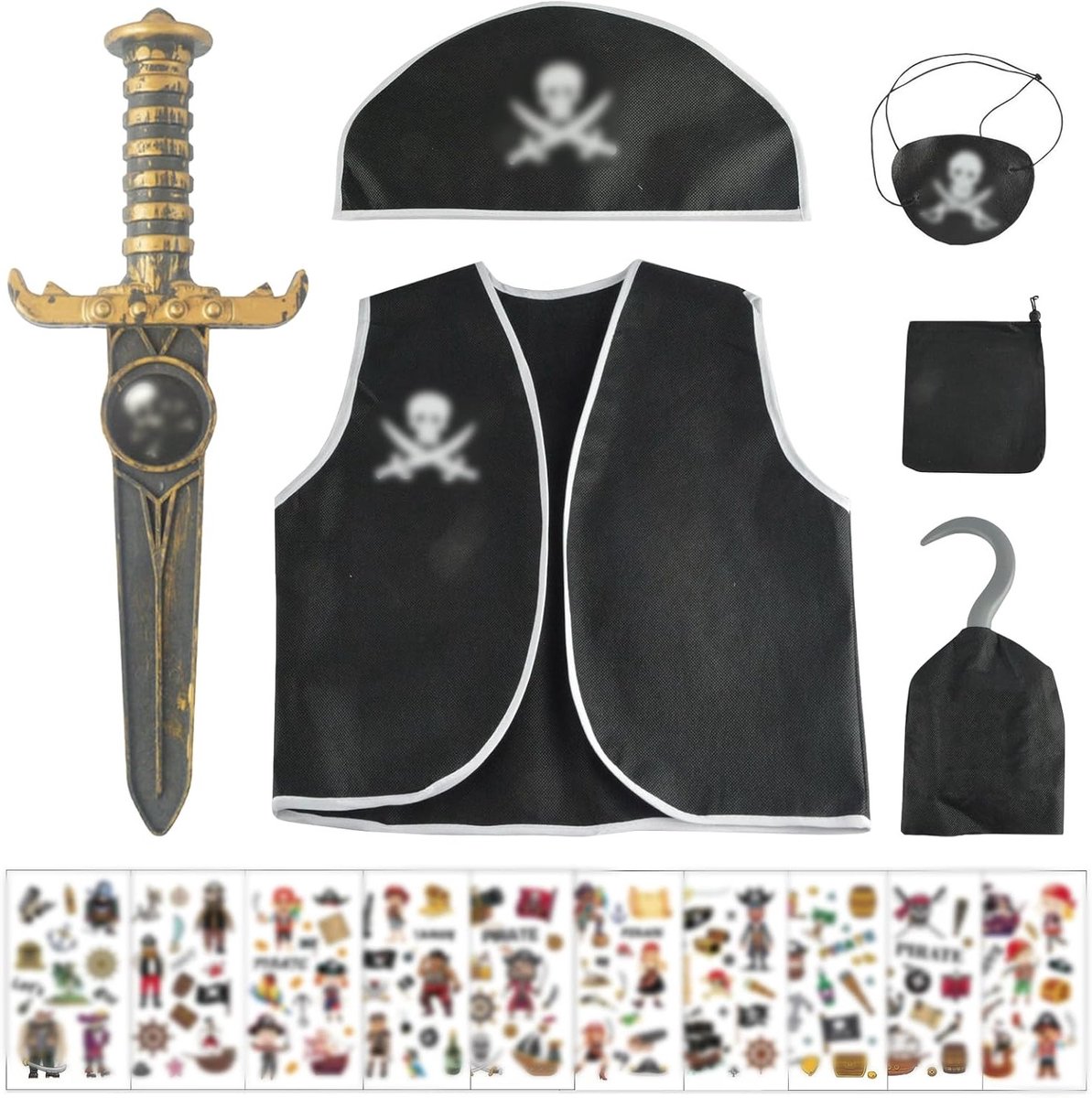 Piratenkostuum voor Kinderen met Accessoires - Compleet Set voor Piraten Rollenspel, Halloween en Verjaardagsfeestjes