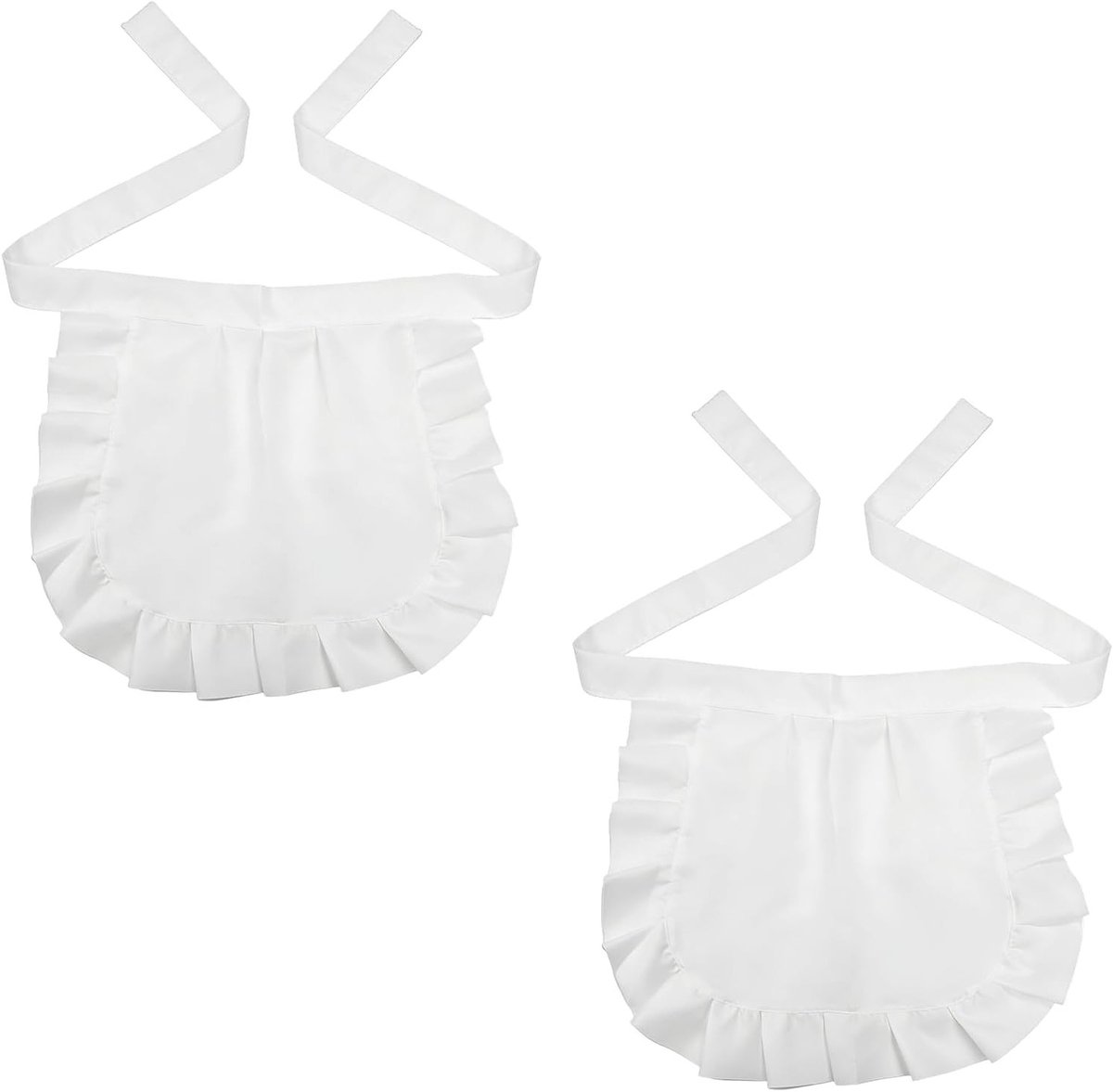 Witte Puff Mouw Cosplay Schort Set van 2 - Korte Schorten voor Kinderen en Bedienend Personeel, Rimpel Schorten voor Feestjes en Theatervoorstellingen