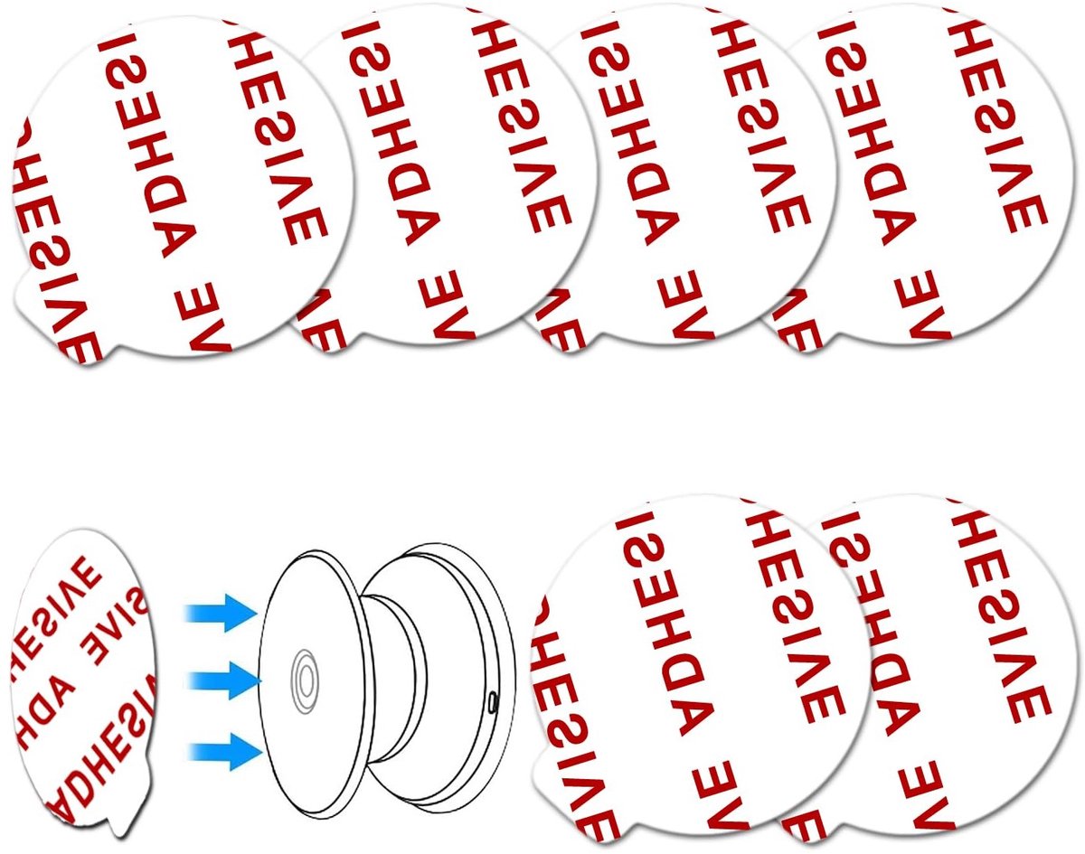 Zes Stuks Sterke Hechting Vervangende Stickers voor Socket Grips en Vouwbare Houder - Makkelijk te Verwijderen en Ideaal voor Diverse Toepassingen