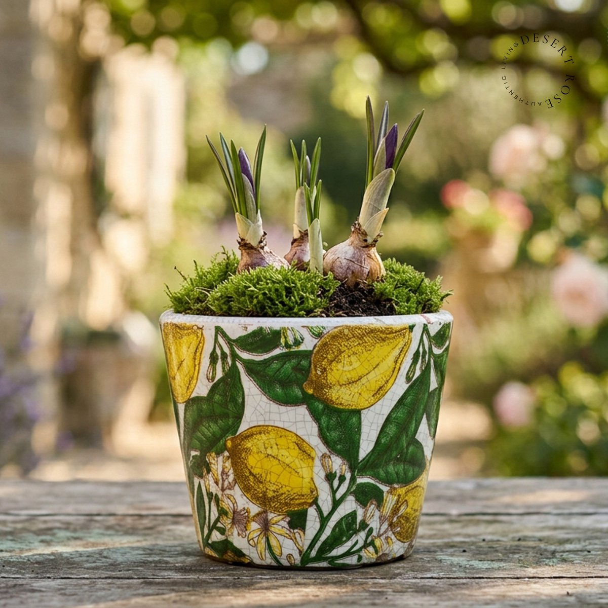 Bloempot citroen aardewerk geel Ø13cm x H 12cm - Landelijke pot voor bloemen keramiek