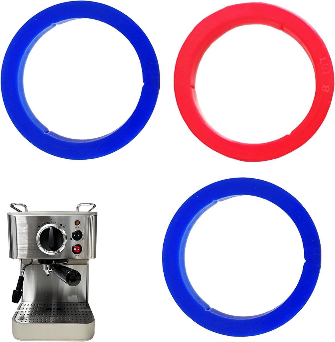 3-delige vervangingsset voor E61 koffiezetapparaat - Siliconen afdichtingen voor optimale koffie-extractie en duurzaamheid - Geschikt voor Italiaanse koffiezetmachines