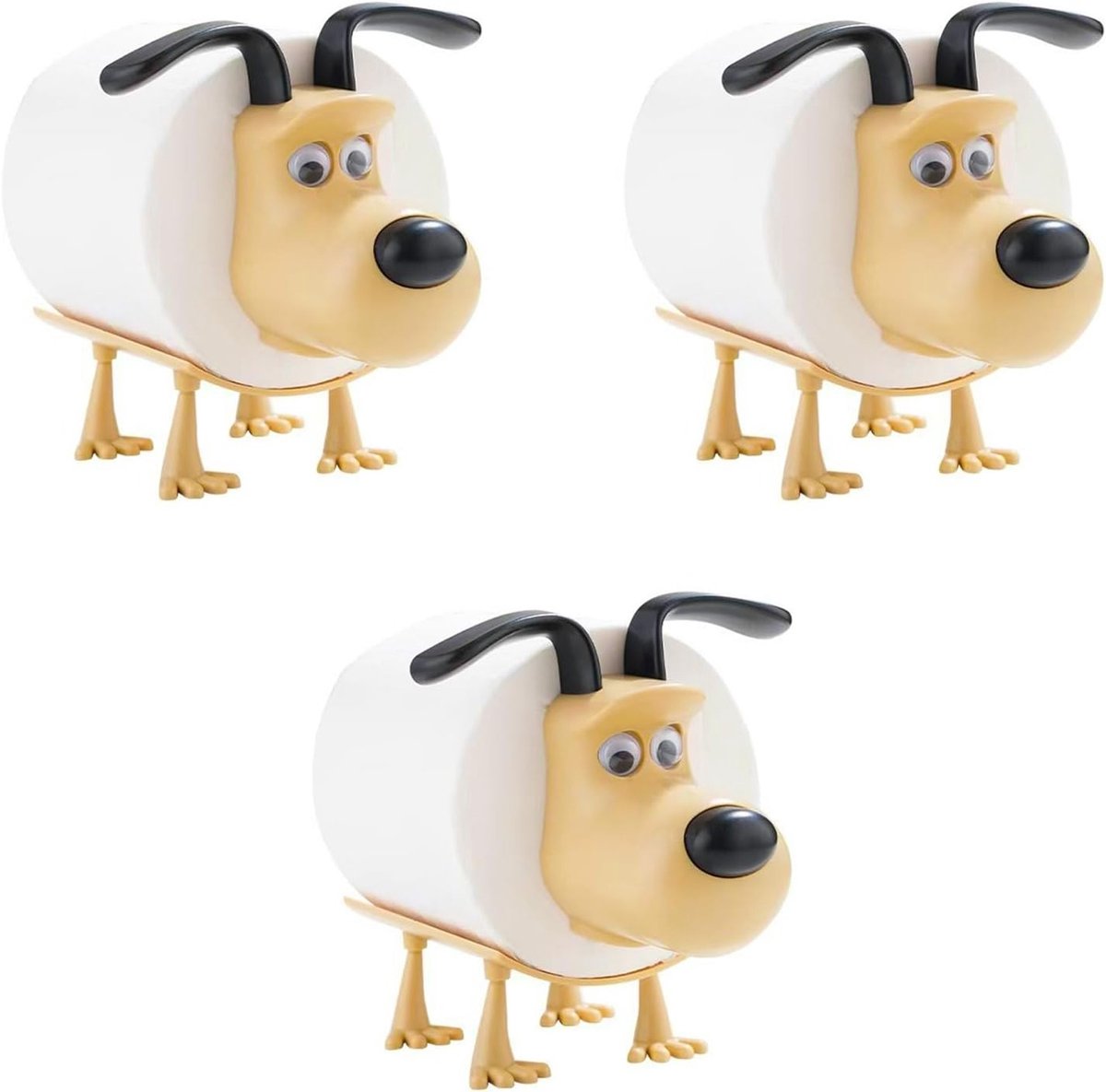 Set van 3 Toiletpapierhouders, Grappige Puppy Voet Design voor Badkamer en Woonkamer Decoratie, Handige Opslagoplossing