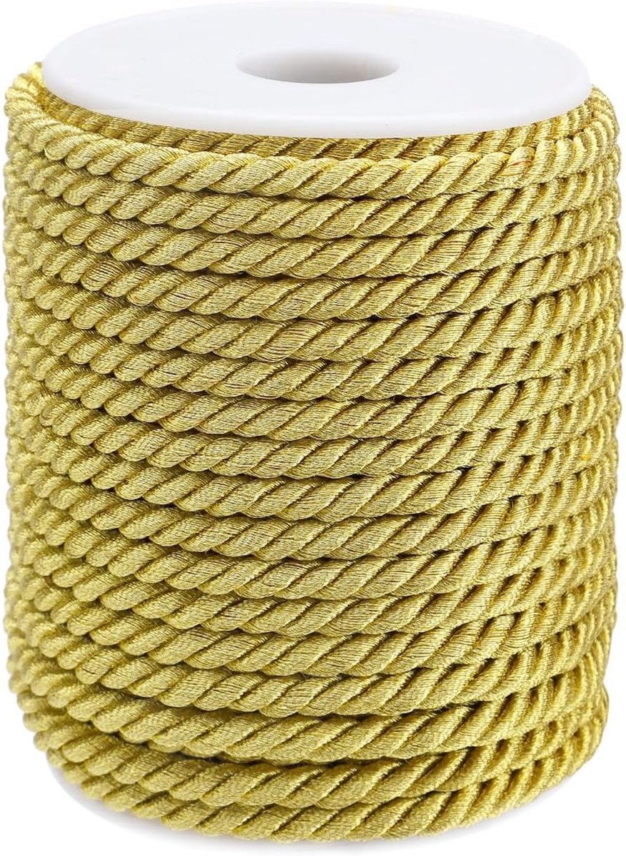 Decoratieve Gedraaide Koord van 6mm - Drie Laags Polyester Touw voor Huisdecoratie, Sieraad Maken en Kerstversiering