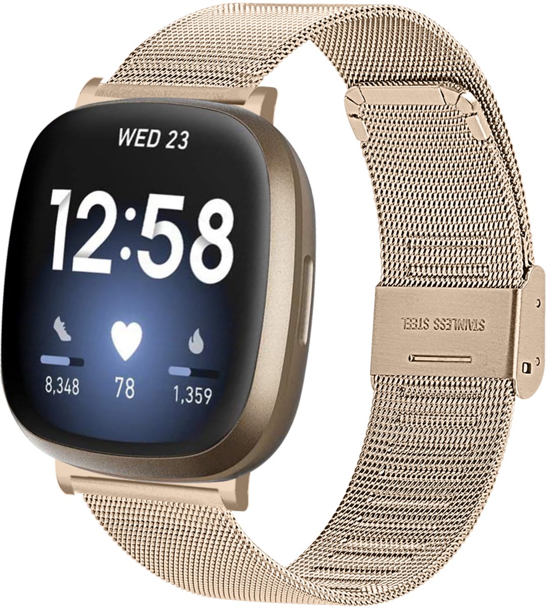 Fitbit Versa 3 / Sense armband RVS Goud