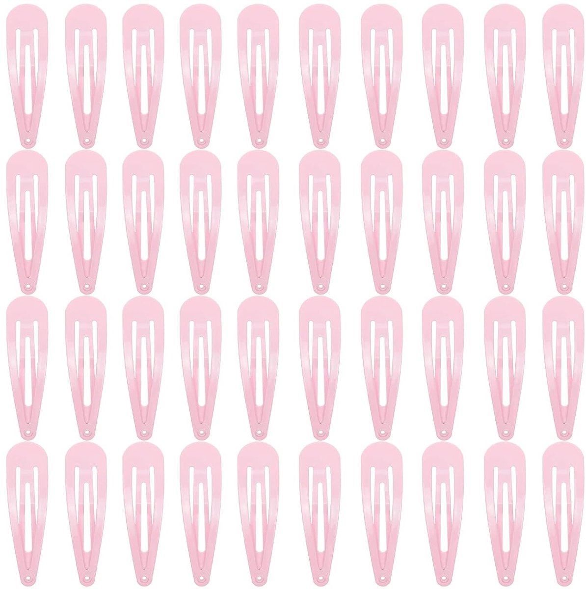 40 stuks haarspelden voor meisjes, 5 cm metalen snap-haarspelden voor vrouwen, haaraccessoires (lichtroze)