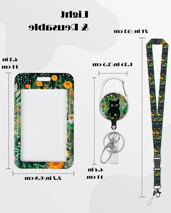 Stijlvolle Badgehouder met Retractable Reel en Detachable Lanyard - Kattenpatroon, Ideaal voor Kantoor, Onderwijs en Evenementen van Merkloos — afbeelding 5