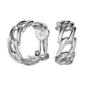 Traveller Clip Oorbellen - Oorclips Dames - Oorringen - Zilverkleurig - Schakel Design - Geplatineerd - 25mm - 157888