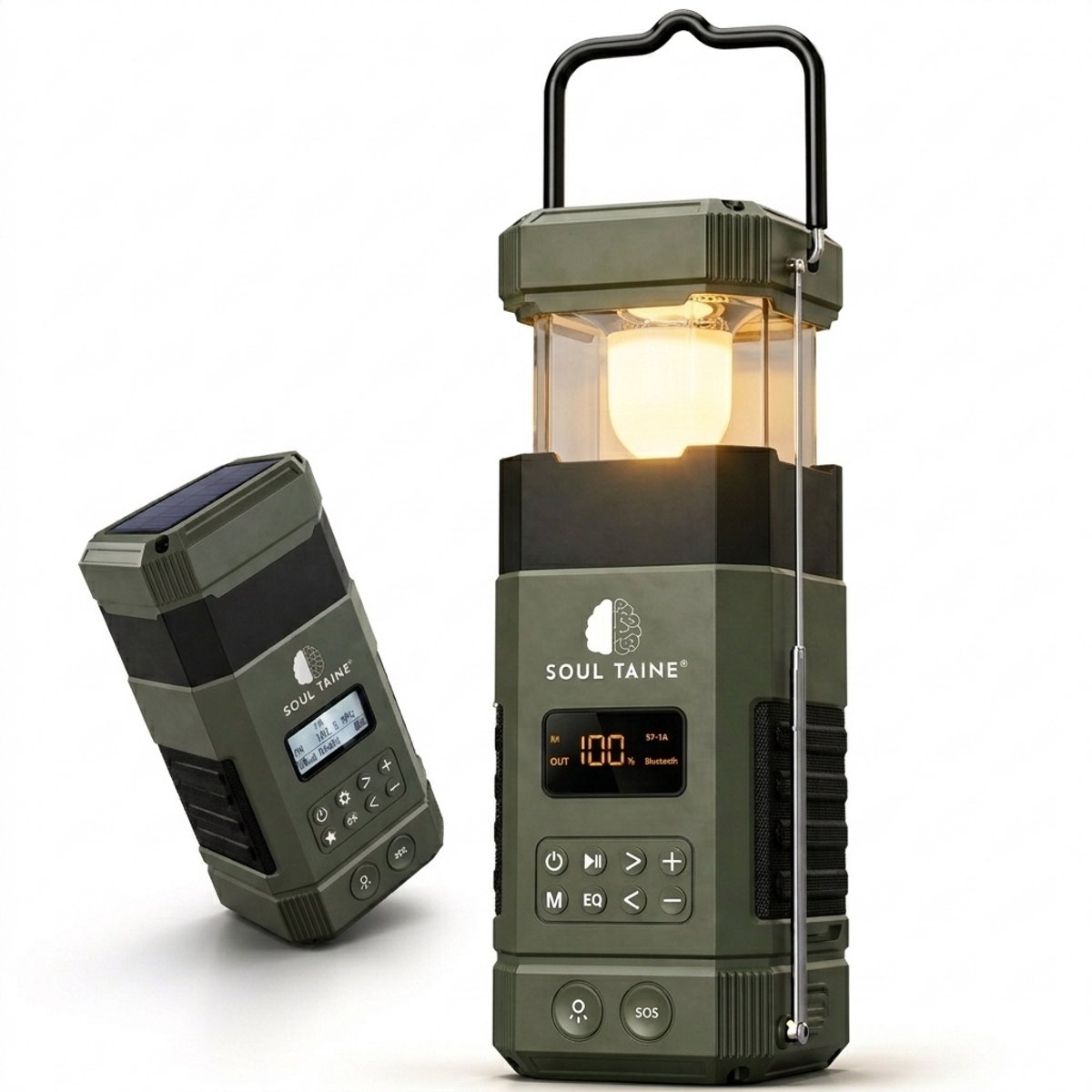 Soul Taine 585D - Multifunctionele Noodradio DAB+/FM – Bluetooth Speaker, Oplaadbaar, Zaklamp & SOS Alarm – Draagbare Outdoor Radio voor Camping, Reizen & Noodsituaties