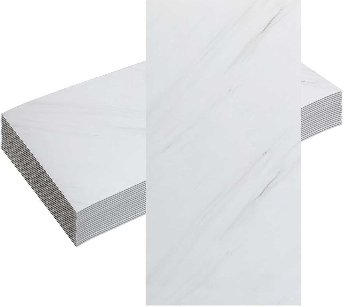 40 Stuks Zelfklevende Keukensplashboard Tegels 30x60 cm - Ook voor Badkamer & Woondecoratie | Echte Tegel Look zonder Breekwerk,Wit