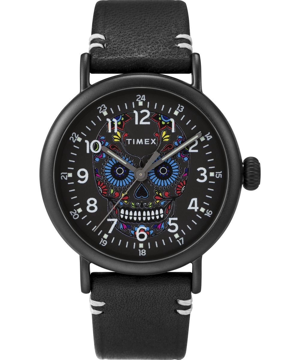 Timex Waterbury Standard Dia de los Muertos TW2U95200 Horloge - Leer - Zwart - Ø 40 mm