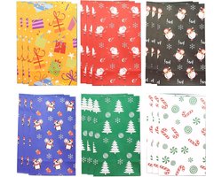 18 Stuks Klassieke Kerst Cadeauzakken, Recyclebare Kraft Papieren Tassen met Stickers, Perfect voor Giftverpakking en Feestdecoratie